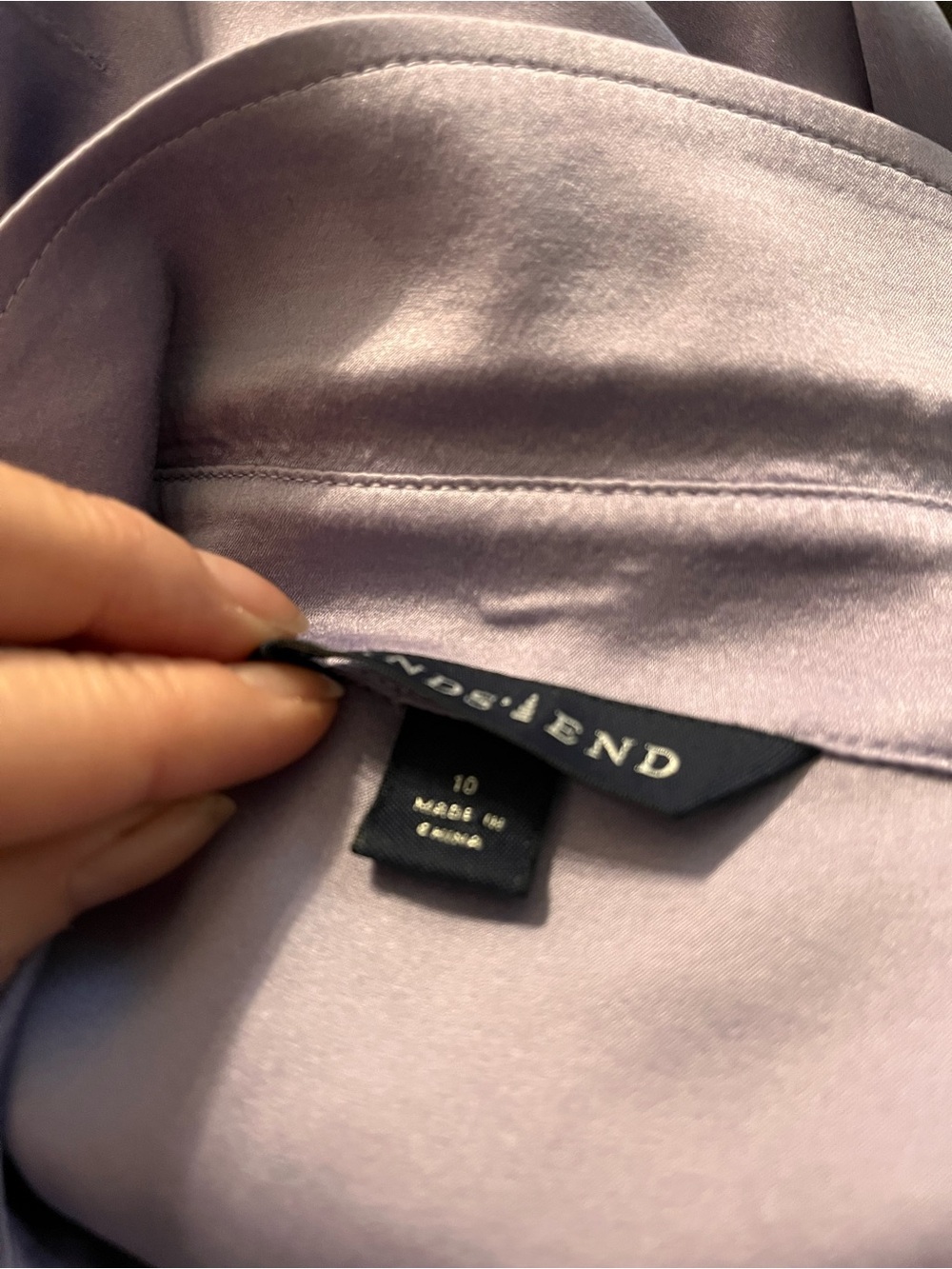 LANDS’ END Lilac Silk Stretch Satin Button Down Blouse Size 10 Quiet Luxury - Picture 5 of 6